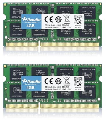 DDR3/DDR3L Laptop RAM 8GB Kit (2x4GB) 1600MHz CL11 SO-DIMM Wlizedle PC Memory RAM PC3-12800 204-Pin 1.35V/1.5V Non-ECC Unbuffered 2Rx8 Upgrade Notebook Sdram Sticks Module for Computer Portable, Green