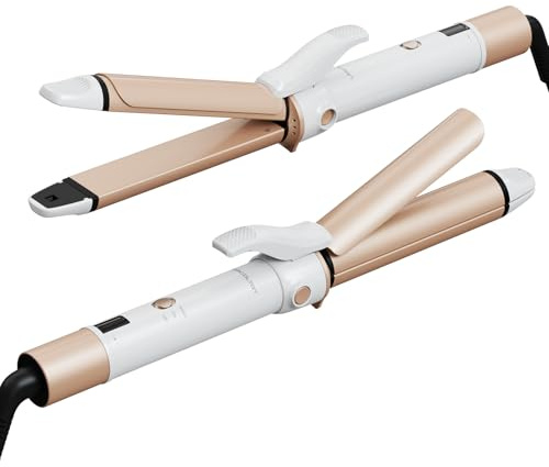 LESCOLTON Plattång & Locktång 2 i 1 Multistyler skapa vackert rakt hår eller vackra lockar. Byt smidigt mellan plattångs- och locktångsläge, 100-230 ℃, LED-Display (Vit)