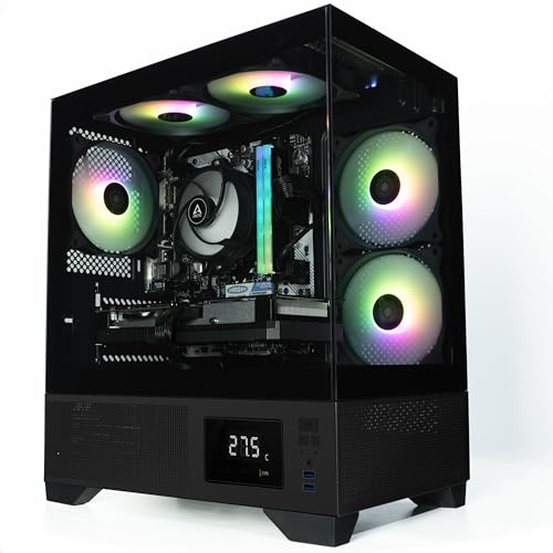 ionz Gaming PC - AMD Ryzen 5 5500, RTX 5060 8GB Graphics Card, 16GB RAM, 1TB Nvme SSD, Windows 11, 500W 80+ PSU, WiFi, Aether Vision, Black