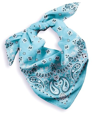 Every-ville Baumwolle Bandana, Halstuch, Paisley, Unisex, Hellblau