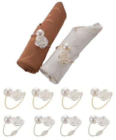RTRTGS 8 piezas Servilleteros Metálicos Elegantes, Anillos de Servilletas con diseño de hojas, servilleteros individuales, Adecuados para Navidad, Bodas, Cenas, Aniversarios y Decoración de Mesas