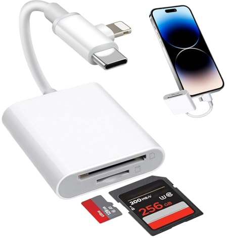 Loydia 3-i-1 Lightning 3-i-1 USB C SD-kortläsare för kamera, kortläsare, adapter, plug and play, SD-kortadapter för iPhone 15/13/11/X