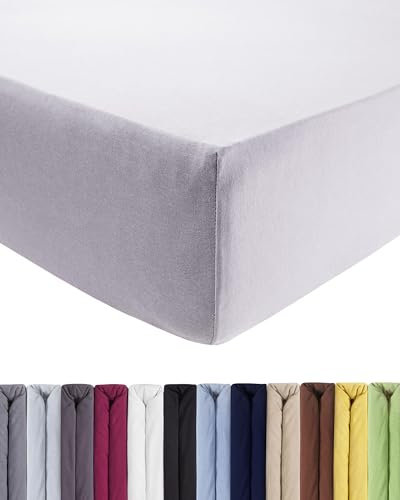 ENTSPANNO Jersey-Luxus-Spannbettlaken 180 x 200 | 200 x 200 | 200 x 220 cm für Wasser- und Boxspringbett in Silber-Grau aus Baumwolle. Spannbetttuch mit Einlaufschutz, bis 35 cm hohe Matratzen