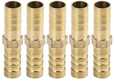 X AUTOHAUX 5 Stück Messing Schlauchverbinder Für Luft Wasser Gas Öl | Goldton, 8mm, Korrosionsbeständig, Druckbeständig, Rohrleitungen, Schlauchsysteme, Pneumatik, Vakuum
