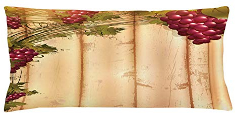 ABAKUHAUS Fence Throw Pillow Cushion Cover, Grapevine Branches on Wooden Planks Flowering Plants Pruning Merlot, Decorative Square Accent Pillow Case, 36 X 16 Inches, Sand Brown Ruby
