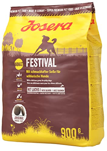 Josera Hundefutter – 900 g – Festival – mit Lachs und köstlicher Sauce – mittelgroßes und großes erwachsenes Haustier – für Fell und Haut