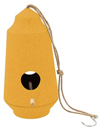 Point-Virgule Nistkästen für vögel, Vogelhaus zum aufhängen, aus Bambusfasern, Ockergelb ø 15cm H 28cm