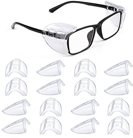 8 Pairs Eye Glasses Side Shields, Flexible Slip on Side Shields for Safety Glasses Fits Small to Large Eyeglasses Universal