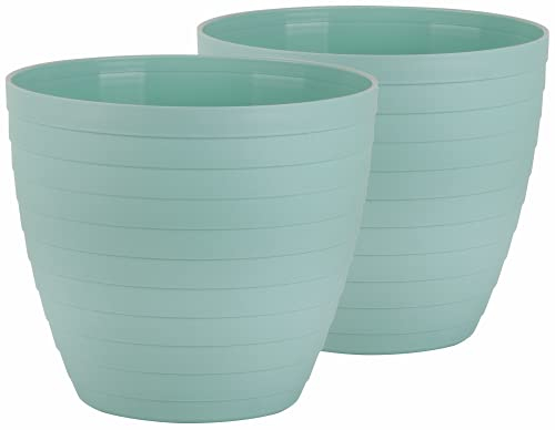 Blumentöpfe für den Außenbereich, Kunststoff, 18 cm, 2 Stück, groß, für Pflanzen Blumentopf für den Innenbereich, modern, bunt, für den Garten. Blumenkasten