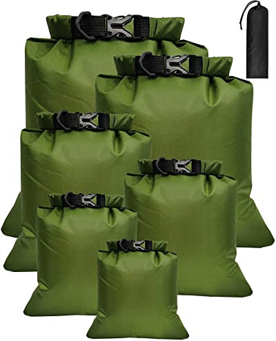 Victoper Waterproof Dry Bag Set 6 Pcs, Lightweight Large Capacity Ripstop Dry Bags Waterproof in 8L 5L 3.5L 3L 2.5L 1.5L Organizer Storage Bags for Outdoor Hiking Camping Fishing Cycling Use (Green)