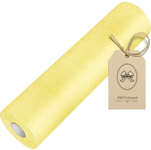 100%Mosel Runner da Tavolo in Tessuto Non Tessuto, in Giallo Pastello (30 cm x 25 m), Runner Decorativo da Tavola, elegante Decorazione da Tavola per Compleanni & Matrimoni
