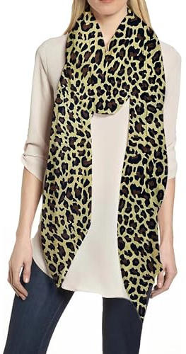 Lina & Lily Damen Schal mit Leopardenmuster, groß, Camel, Schwarz, Braun, One size