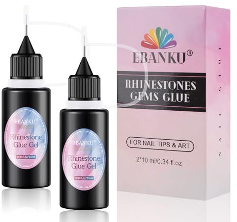 EBANKU 2 PCS Colle Faux Ongle Extra Forte, Nail Glue Gel Pour Remplissage Gem Crystal Diamond Jewelry Nail Decoration (20ml)