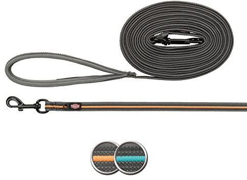 TRIXIE Fusion Fusion Tracking-Riemen, gummiert, M-XL, 3 m/17 mm, Graphit/Papaya