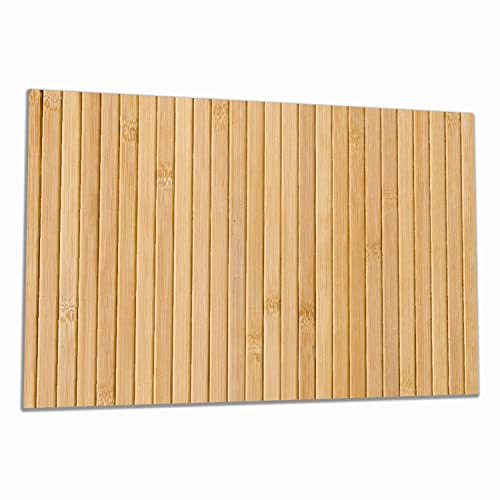 Wallario Herdabdeckplatte/Spritzschutz aus Glas, 1-teilig, 80x52cm, für Ceran- und Induktionsherde, Holzpanele hell