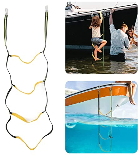 Bootsleitern Gummiboot Spezielle Boarding Soft Ladder Boat Marine Strickleiter Klappbare Hängeleiter Boarding Strickleiter für Schlauchboot Kajak Motorboot(Fluoreszierendes Grün 4 Stufen)