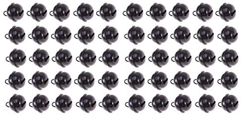 Sewroro 50 Stück Jingle Bells 22 Mm Metall Runde Glocken Bastelglocken Lose Kleine Weihnachts-Jingle Bells Farbige Glocken für Weihnachten Ferienhaus Party Dekoration (Schwarz)