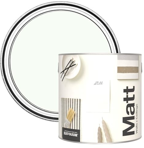 Rust-Oleum ultra strapazierfähige, extra deckende, abwaschbare, weiß matte Wandfarbe - Ruhiges Weiß 2,5 Litres