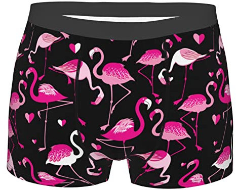 Boxer da uomo con fenicotteri rosa, biancheria intima leggera in microfibra traspirante, Come nella foto, XL