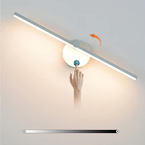 LED Wandleuchte Weiß Nachttischlampe mit Schalter Touch Dimmbar Wandlampe 300° Schwenkbar Spiegelleuchte Bad Wandbeleuchtung Innen Leselampe für Wohnzimmer Schlafzimmer Treppenhaus Nachtlampe, 40CM