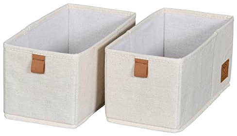 LOVE IT STORE IT Premium Schubladen Ordnungssystem 2-teilig - Schrank Organizer aus Stoff - Verstärkt mit Karton - Set mit zwei kleinen Boxen - Beige - 30x15x15 cm