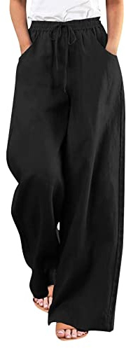 TOFOTL Pantalon Fluide Femme Eté Grande Taille Print Taille Haute Jogging Mode Tactique Pantalon Grande Taille Femme Vintage Jupe Culotte Mi Saison Ete Jogging Femme Polaire Noir XL