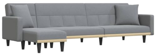 vidaXL Schlafsofa in L Form, Ecksofa mit Schlaffunktion, Bettcouch für Wohnzimmer, Couch Sofa Eckcouch Schlafcouch Samtsofa, Hellgrau Stoff