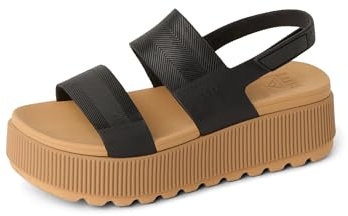 REEF Women's Water Vista Higher Platform Sandal, Water Friendly, Adjustable Strap, Black/Tan, 7