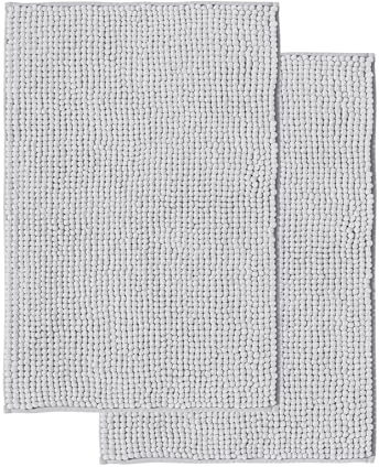 Decomira Alfombra de Baño Antideslizante de Chenilla | Alfombrilla súper Absorbente y Lavable a máquina | para el baño, la Ducha, la bañera o como Alfombra WC | Gris - 50x80 cm (2 Pza)