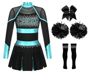 TiaoBug Mädchen Cheerleading Kleid Neckholder Tanzkleid mit Cheer Buchstaben Sport Schule Gruppentanz Outfits