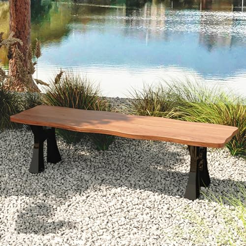 Gartenbank Holzbank, zwei Sitzbank Personen und des Rückenless -Sitzstuhls, der Wetterfest Sitzauflagen Bank, die niemals verrottet und verblasst, Anzug für Garten, Veranda und Park ( Color : A No SR