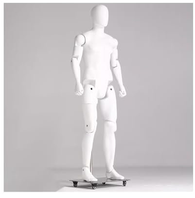 LJLAM Schaufensterpuppe Männlich Männliche Mannequin-Gliedmaßen sind bewegliche Form, realistische Display-Kunststoff-Mobile-Metallbasis, für Bekleidungsgeschäft ( Color : White , Size : Style2 )