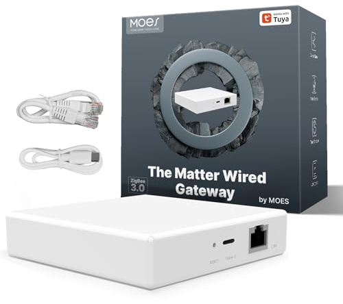 MOES Matter ZigBee Gateway - Hub Only for MOES ZigBee Devices - USB-C, RJ45 LAN, App & Voice Control, Compatiable with Alexa Google Home Apple Home