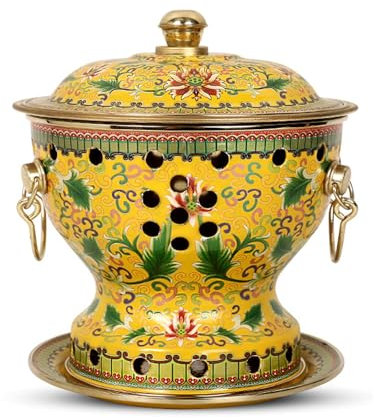 OYWEHECE Hot Pot Durable Cloisonné Single Enamel Pot Small Hot Pot Meal Alcohol Pot Household Single Oil Hot Pot Pure Copper Pot Chafing Dish,M