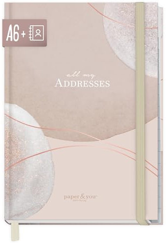 paper&you® Adressbuch A6+ mit Register A-Z und 120 g/m² Premium-Papier Soft Beige Buch für Kontakte, Geburtstage & Passwörter - nachhaltig & klimafreundlich