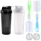 2 Piezas Botella Agitadora de Proteínas a Prueba de Fugas, Proteínas Agitadores, Botella Batidora de Proteínas con 2 Bola Mixta de Acero Inoxidable + 2 Cepillo para Botellas de Esponja, 700 ml