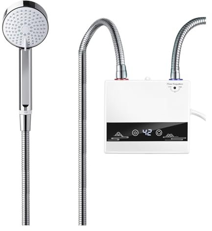 Scaldabagno, Riscaldatori Elettrici For Scaldabagno Istantaneo Senza Serbatoio Da 4600 W For La Doccia Con Acqua Calda Del Bagno E Il Rubinetto A Cucina Domestica Risparmia Energia E Tempo(With Shower