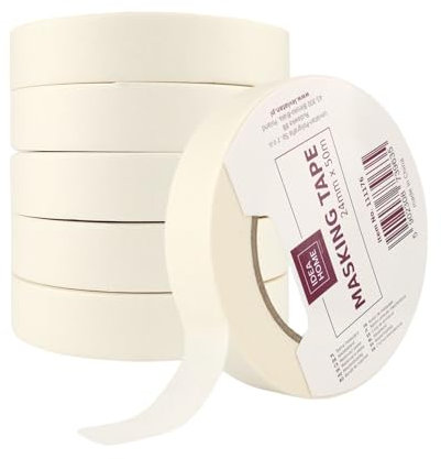 IDEA HOME- 6 Stück Abdeckband, Kreppband Breite 24mm, Länge 50m, 6 Stück Malerband, Malerkrepp, Klebeband für Malerarbeiten, Neutral