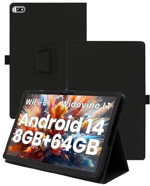 Case for TPZ T10B Android 14 Octa-Core Tablet 10.1 Inch 2024 Upgraded Version,WUNIAK Premium Leather Business Folio Stand Cover with Hand Strap for Tablet,Black.