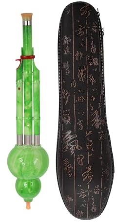 Kürbis Hulusi C-dur Chinesisches Blasinstrument für Anfänger mit Lederetui | Kunstharz, Hell Klarer Klang, Sturzfestes Design, Leicht zu Tragen, für Schüler und Musiker