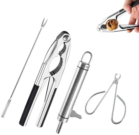 SereneJoy 4-Piece Multifunctional Nutcracker Set - Nutcracker for Walnuts, Macadamias and More, Ideal for Table and Kitchen Use