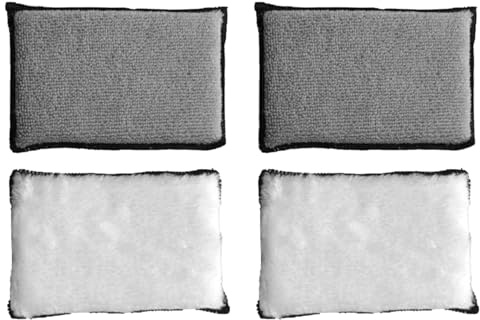 Car Double Sided Velvet Towel,4Pcs Scrubber Detailing Pads Car Wash Sponge Car Interior Cleaning Sponge Microfiber Scrub Pad Polyester Scouring Pads for Auto Detailing Dashboard Seats Cup Holders