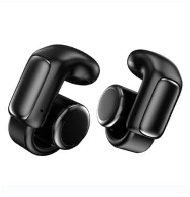 LOBKIN Écouteurs à Clip, Open Ear Earbuds sans Fil Bluetooth 5.4, Casque Conduction Osseuse avec Écran LED et Mémoire de 4 Go, Microphone HD Intégré, 36 Heures d'Autonomie