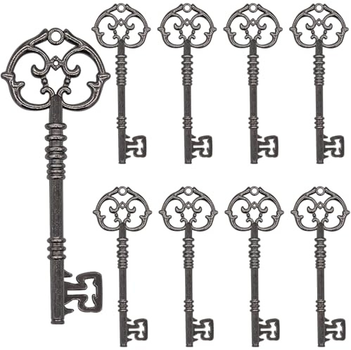 AebDerp 20 Stück Skelett Vintage Schlüssel Anhänger Deko Charms Basteln Set für DIY Schmuckanhänger Halskette Schlüsselanhänger Hochzeit Party Geburtstag Geschenke Zubehör