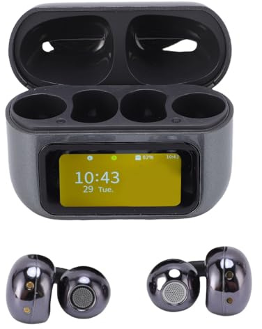 Plyisty Écouteurs sans Fil, Casque Bluetooth 5.49 Sport, avec Un Boîtier de Charge à écran Tactile LCD, des Haut-parleurs HiFi, Une Transmission Sonore Directionnelle, pour (Black)