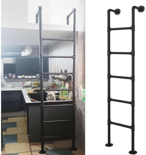 Misorat Scala Resistente dell'uscita di Emergenza per Il pozzo della Finestra, Scala del Letto del soppalco del Metallo montata al Muro, Scala Industriale del Letto a Castello del Tubo del Ferro,3.0M