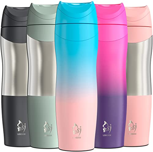 Sophie & Jasmine London Leakproof Travel Mug-Large Cup for Hot Drinks- Double Insulated Flask Mug, Leakproof, Stainless Steel Tea Coffee Tumbler