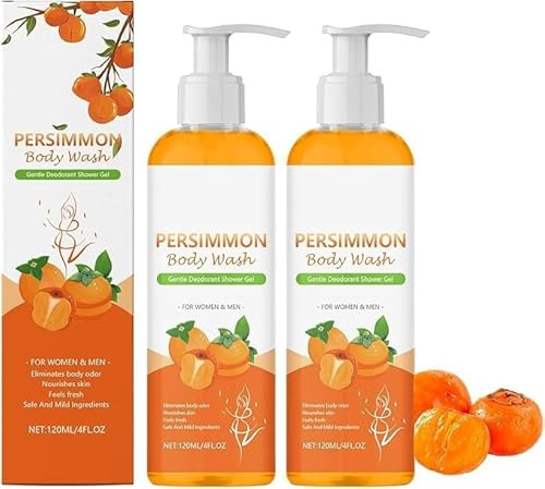 Gel douche kaki pour homme et femme, gel douche naturel au kaki, savon pour le corps, lotion nettoyante pour la peau, parfum frais, éliminateur d'odeurs corporelles pour les aisselles (2)