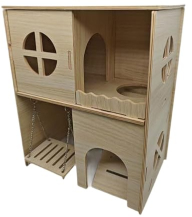 Qianly Maison en Bois à 2 étages pour Hamster, Cachette pour Rat, Hamster Nain, Petit Animal de Compagnie