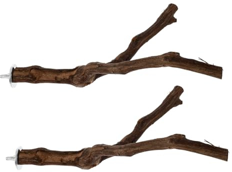 CORHAD 2pcs Natural Grapevine Wood Bird Perch Poles for Parakeets Parrots Climbing and Chewing Safe Nail and Beak Trimming Pet Supply Stands for Comfortable Rest and Exercise